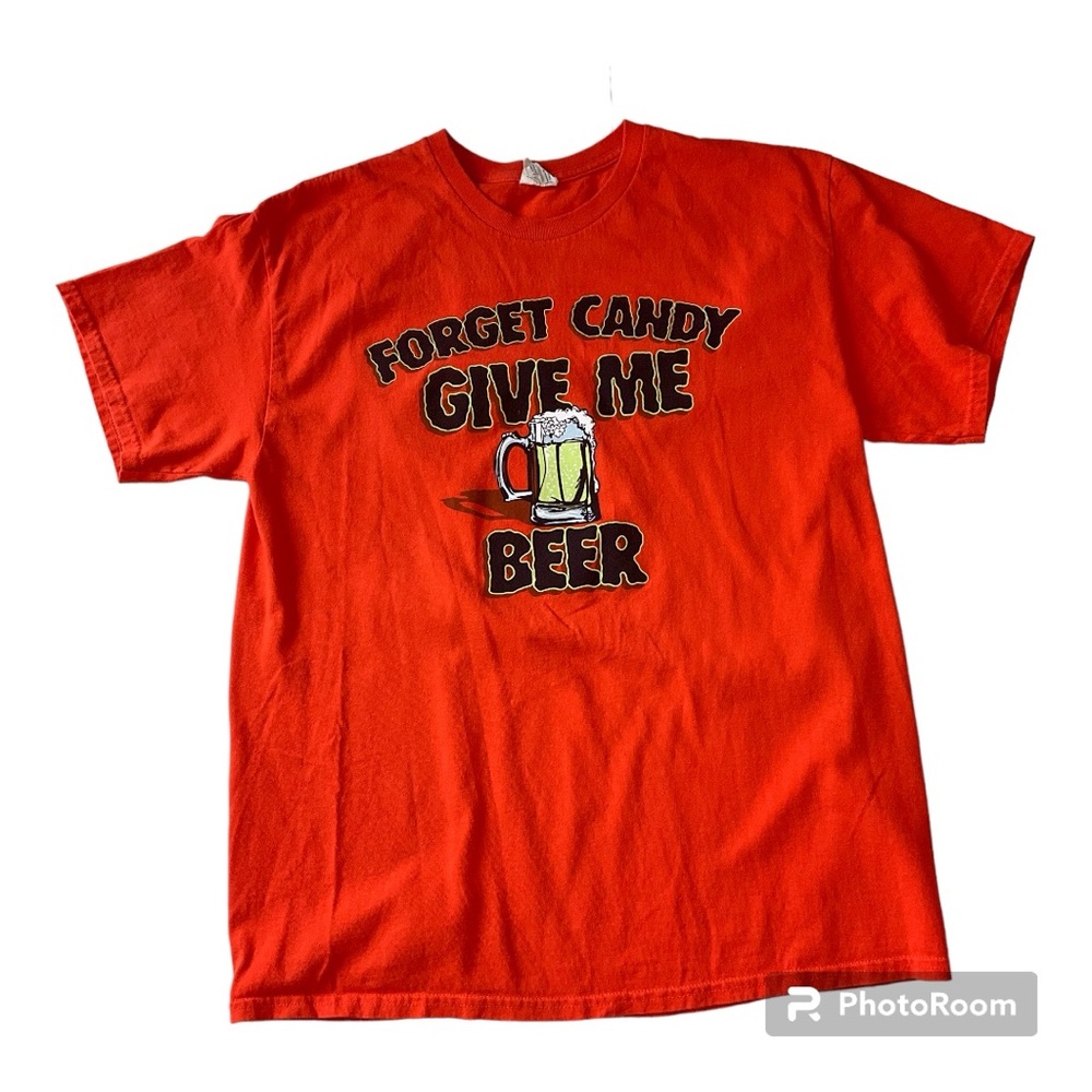 Graphic T-shirt Beer Orange Halloween Unisex Size L
